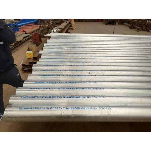 ASTM A106 GR.B SMLS Pipe, ASME B36.10, Zinc-Coated, 5 IN, BW