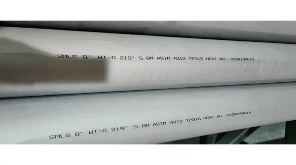 ANSI B36.19 Seamless Steel Pipe, A312 TP316, 8 Inch, 5.8M | Landee
