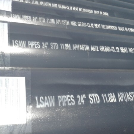 ASTM A672 B60 CL12 LSAW Pipe, ASME B36.10, 24 Inch, SCH STD