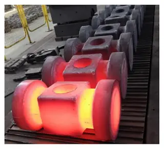 Formation of flanges on both sides of the valve body forging during batch production