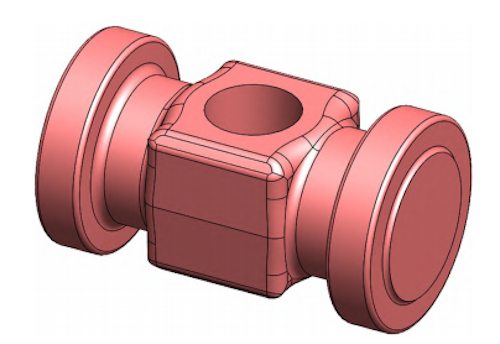 Shape of the valve body forging with flanges on both sides Shape of the valve body forging with flanges on both sides