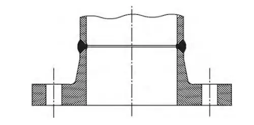 Connection between high-neck butt-weld flanges and steel pipes