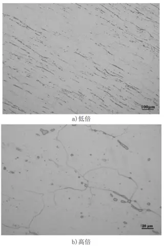 Microstructure morphology of the uncracked position of the high-neck flange