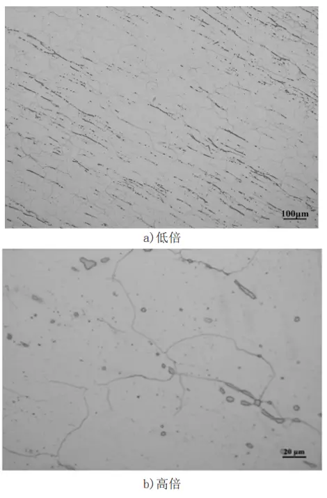 Microstructure morphology of the uncracked position of the high-neck flange