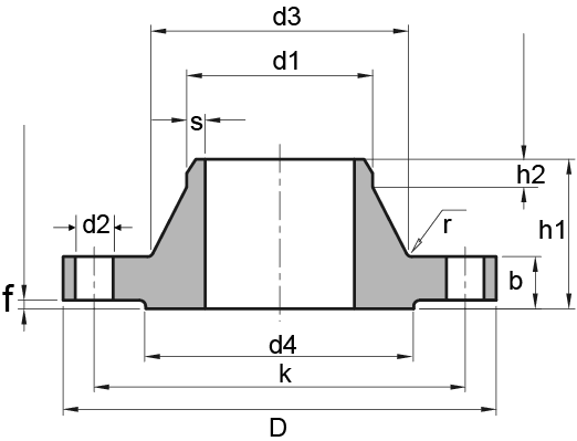 DIN 2632 RF Weld Neck Flange, DN10-DN400 - Landee Flange