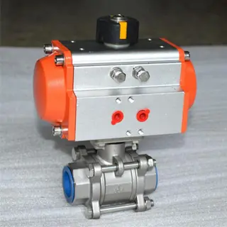 DN50 Ball Valve with Pneumatic Actuator, ASTM A351 CF8M, 1000 PSI