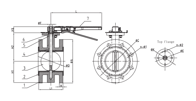 Drawing for ASTM A536 65-45-12 Butterfly Valve