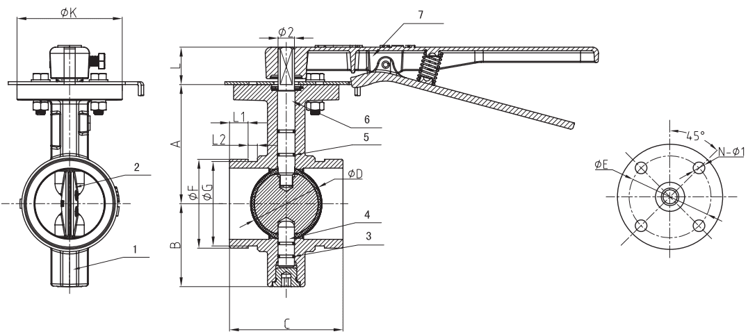 Drawing for MSS SP-67 Butterfly Valve