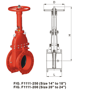 UL/FM Fire Protection Gate Valve, 14 Inch, Ductile Iron
