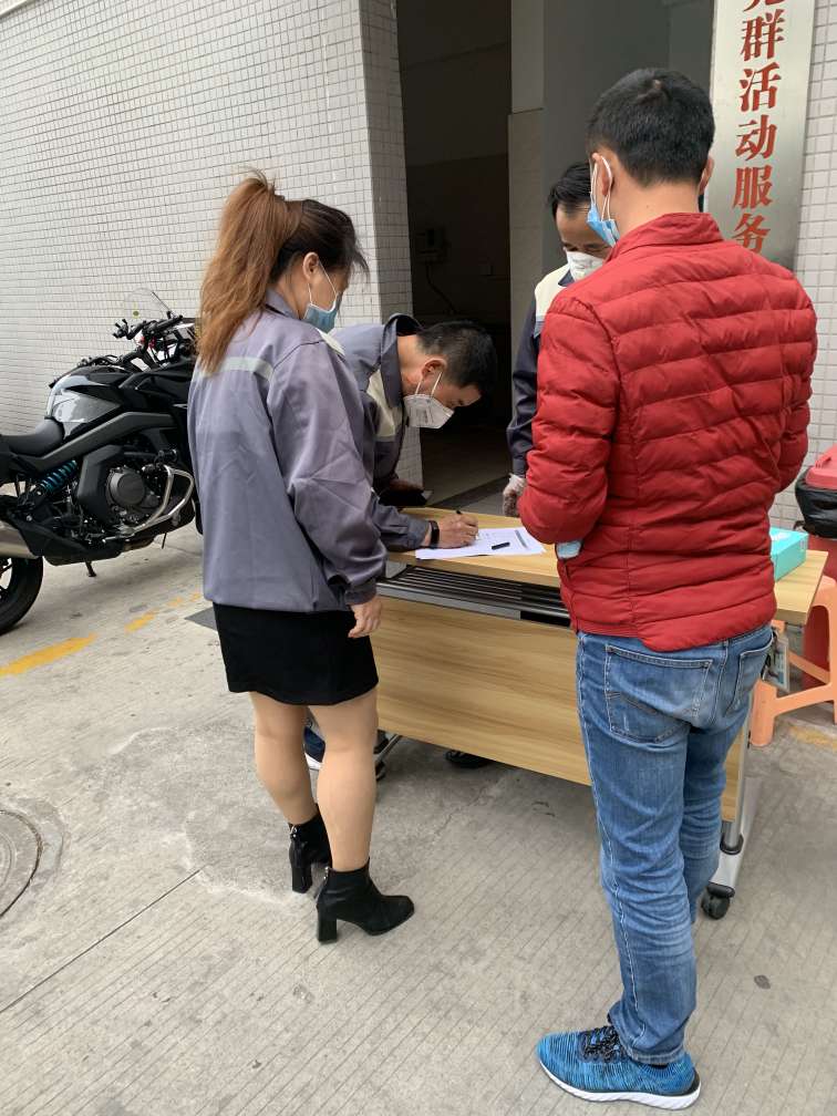 Taking a temperature detection and disinfection and registering before entering the dormitory.