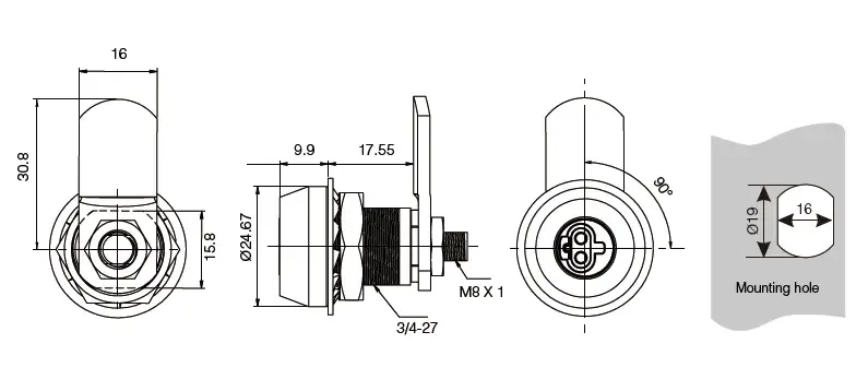 Passive Electronic Lock Dimensions