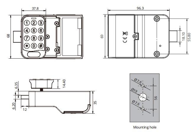 Drawing for Electronic Keypad Locks