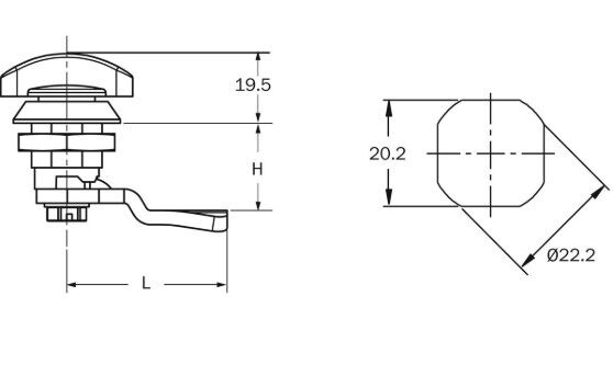 Quarter Turn Latch-Furniture Lock Design Drawing