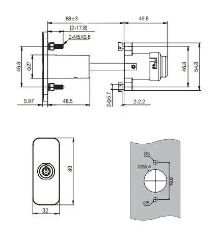 Dimensions of Mechanical Vending Machine Lock