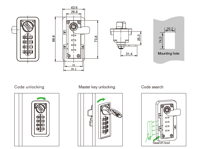 Combination Locker Lock MK707 Combination Locker Lock MK707