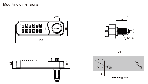 Cerradura electrónica con teclado de aleación de zinc MK730-H Cerradura electrónica con teclado de aleación de zinc MK730-H