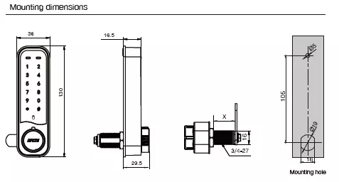 Vertical Electronic Touch Keypad Lock MK735