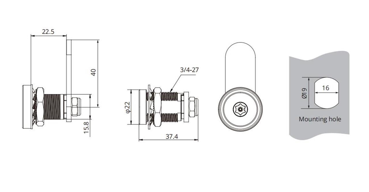 Passive Electronic Lock Drawing & Dimensions Passive Electronic Lock Dimensions