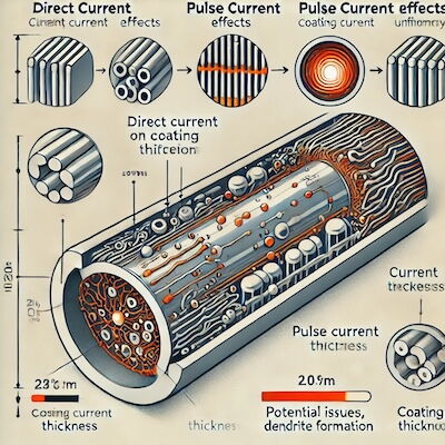 The Influence of Current Properties on the Electrodeposition of the Inner Wall of Pipe Fittings