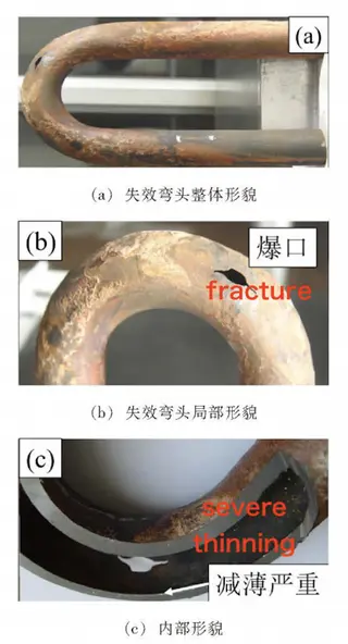 Leakage at the elbow of a failed sample tube