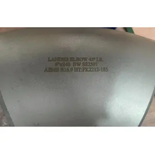 UNS S32750 45 Degree Elbow, ASME B16.9, 6 Inch, Butt Welded
