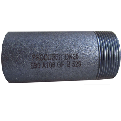 ASME B36.10M SMLS Nipple, A106 Gr.B, DN25, SCH 80, PE x SCRD NPT