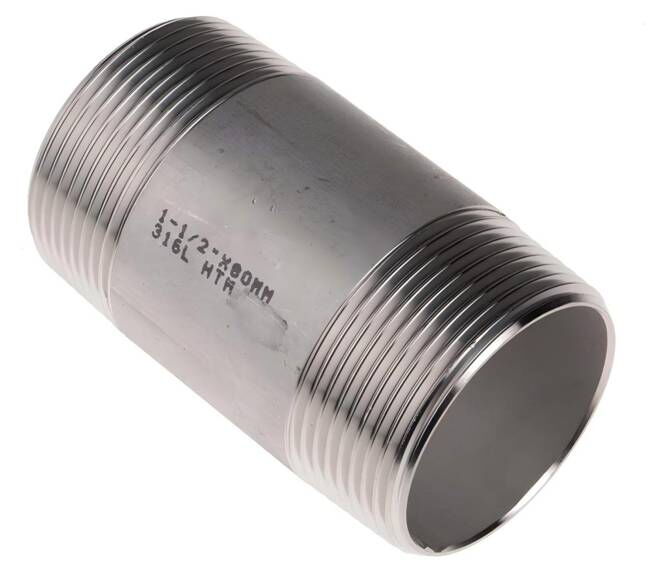 ASTM A182 F316L Pipe Nipple, ASME B16.11, 1-1/2 IN, NPT End