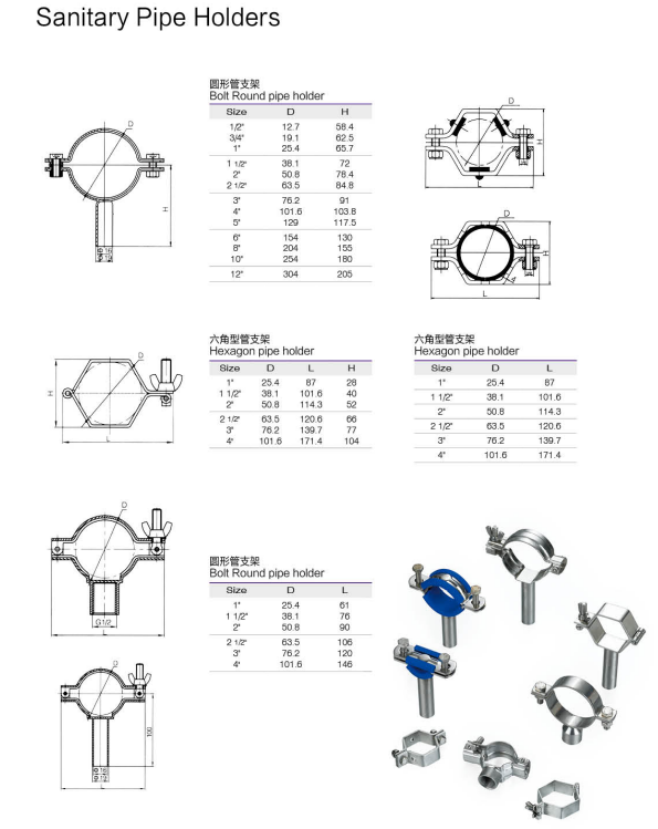 Stainless Steel Sanitary Pipe Holders