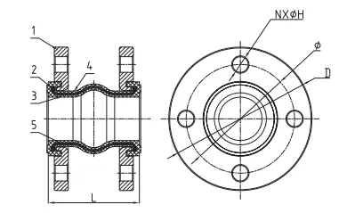 Single Sphere Rubber Flexible Joint Structural Diagram