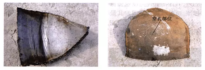 Macro morphology of corrosion parts of the corroded part of the pipe cap