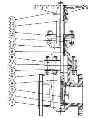 API Cast Steel Gate Valves Drawing