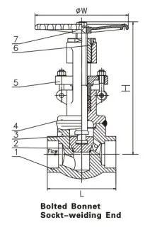 Drawing forged stee globe valves API 602 welded bonnet