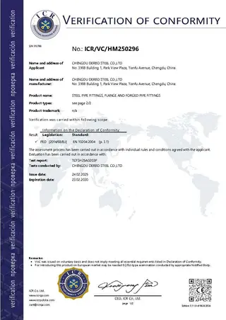 PED for pipe fitting and flange
