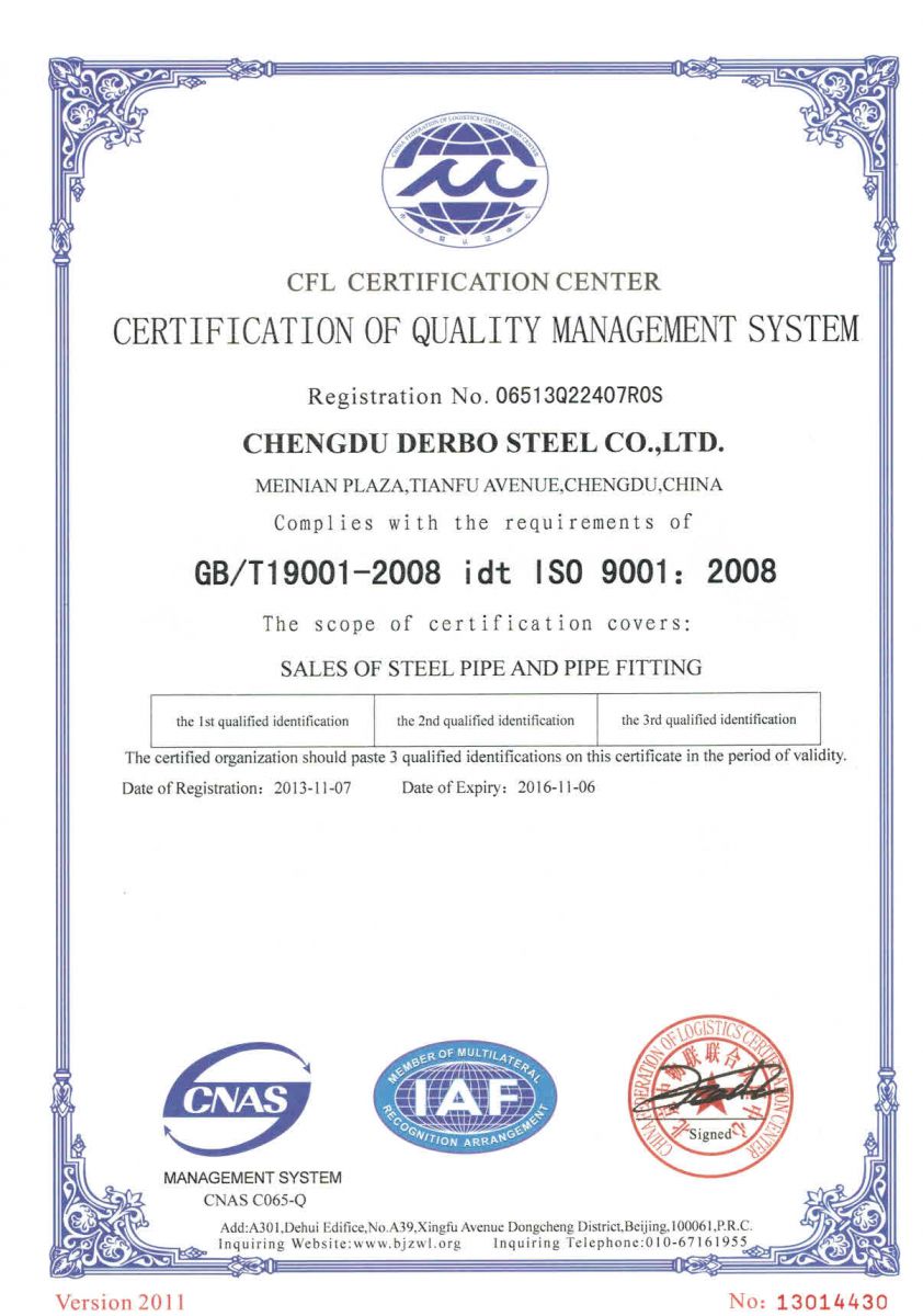 ISO 9001:2008 Certificate