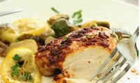 Roasted Spicy Chicken Thighs with Sprouts