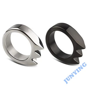 Keychain Ring Hand Polishing, Stainless Steel, Silver & Black