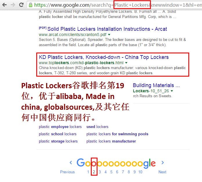 谷歌搜索排名：Plastic Lockers