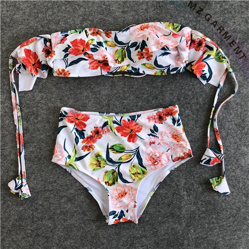 Bandeau Style Swimsuits, Flouncy, Sexy, Hawaiian-print, Custom