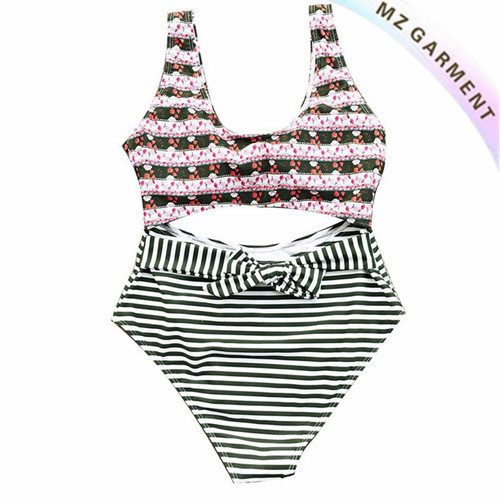 Cropped Bikini, Stripe Bottom, 80% Nylon, 20% Elastane, Custom