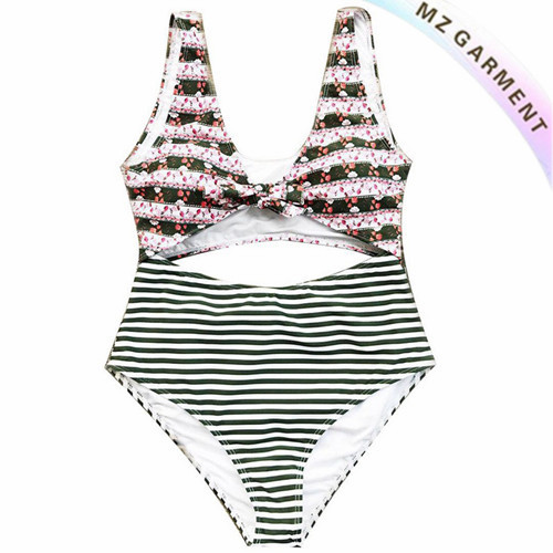 Cropped Bikini, Stripe Bottom, 80% Nylon, 20% Elastane, Custom
