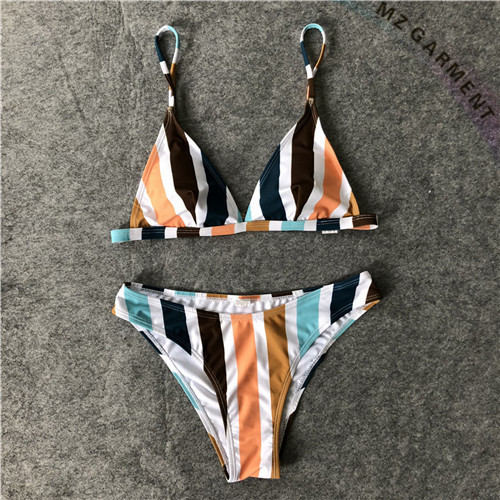 Triangle Bikini, Vertical Stripes, Two Pieces, Colorful