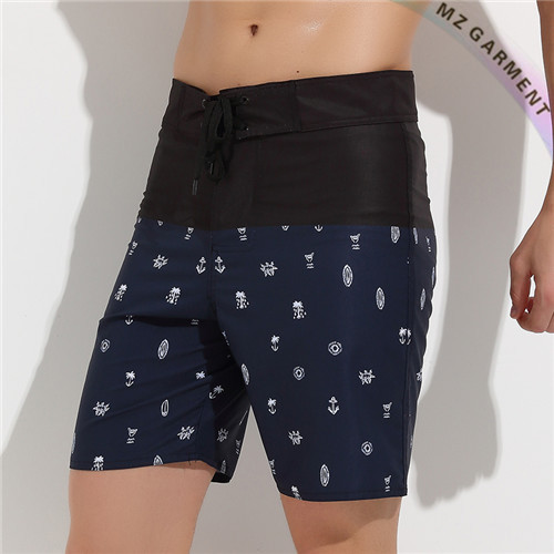 Lace-Up Board Shorts, Polyester Fiber, Wearable, Black & Dark Blue