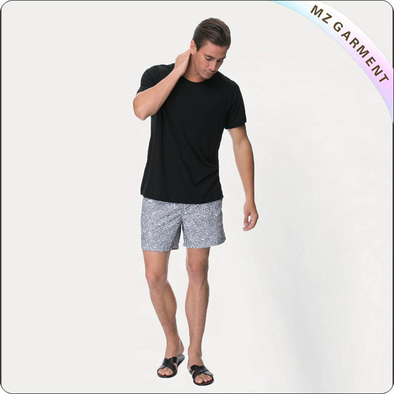 Men's Grey Solid Swim Bosrd Shorts
