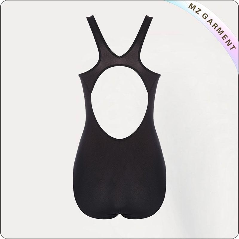 Women Black & Orange Competitive Swimsuit