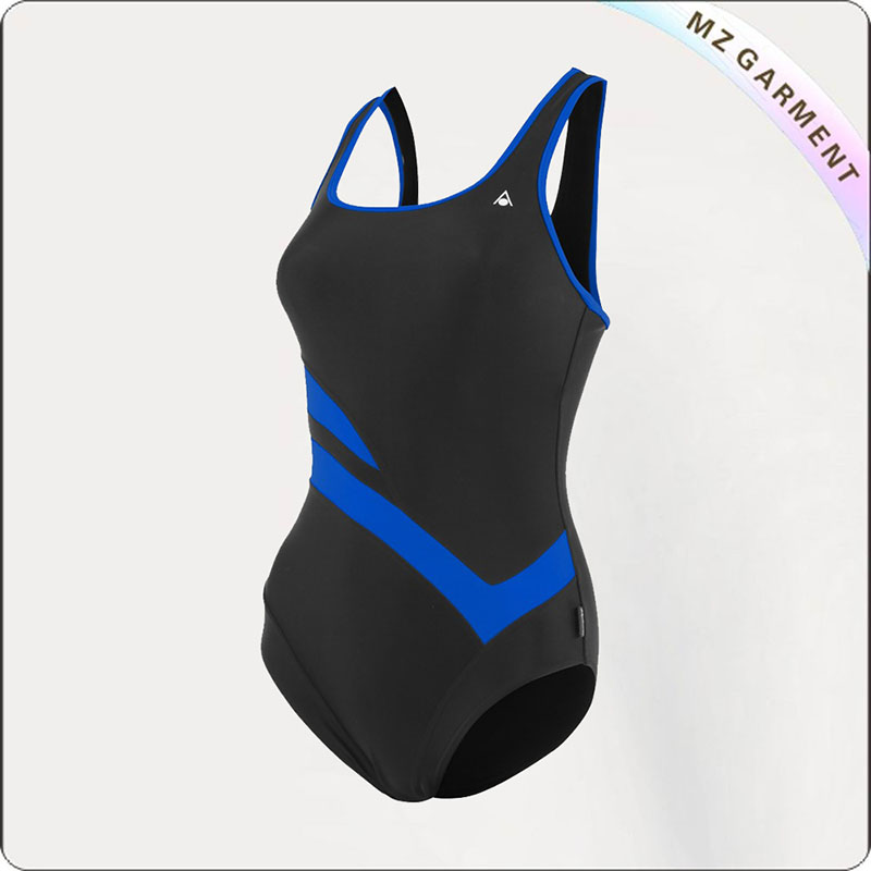 Women Black & Royal Competitive Swimsuit