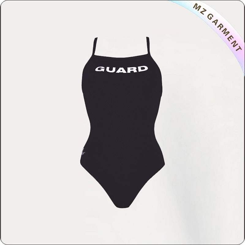 Women Black & White Competitive Swimsuit