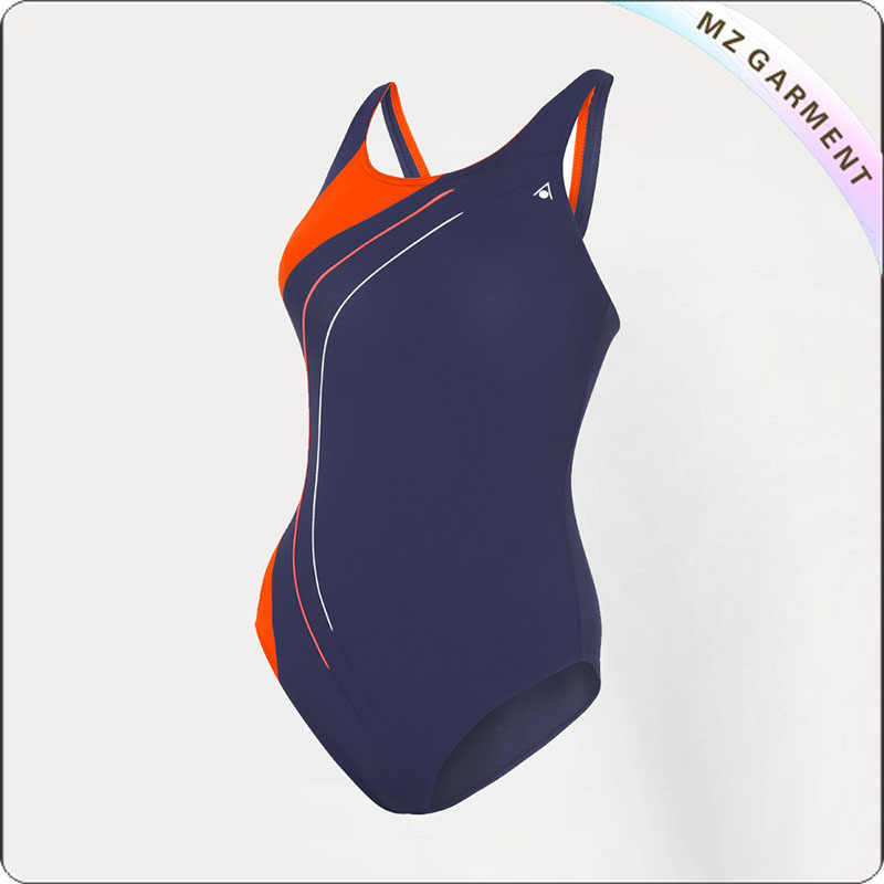 Women Navy & Red Competitive Swimsuit