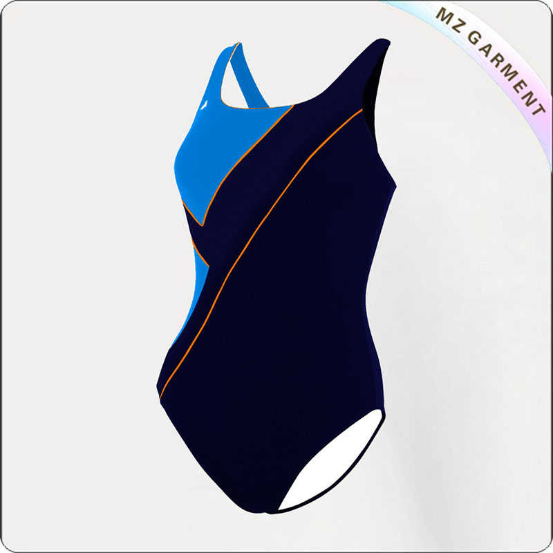 Women Navy & Turquoise Competitive Swimsuit