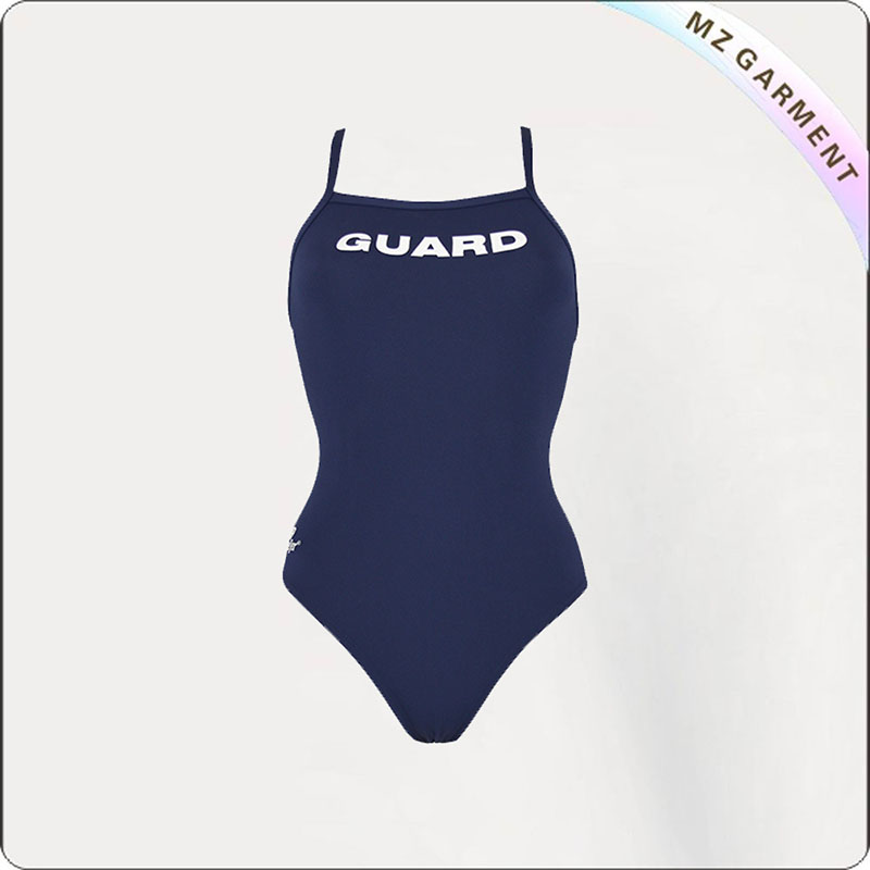 Women Navy & White Competitive Swimsuit