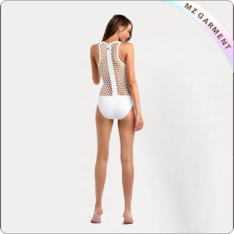Mesh High Collar One Piece Monokini
